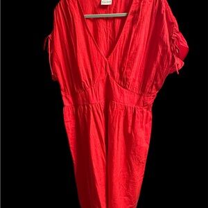 Ava & Viv  Vibrant 100% Cotton Coral Red Midi Dress Size 1X